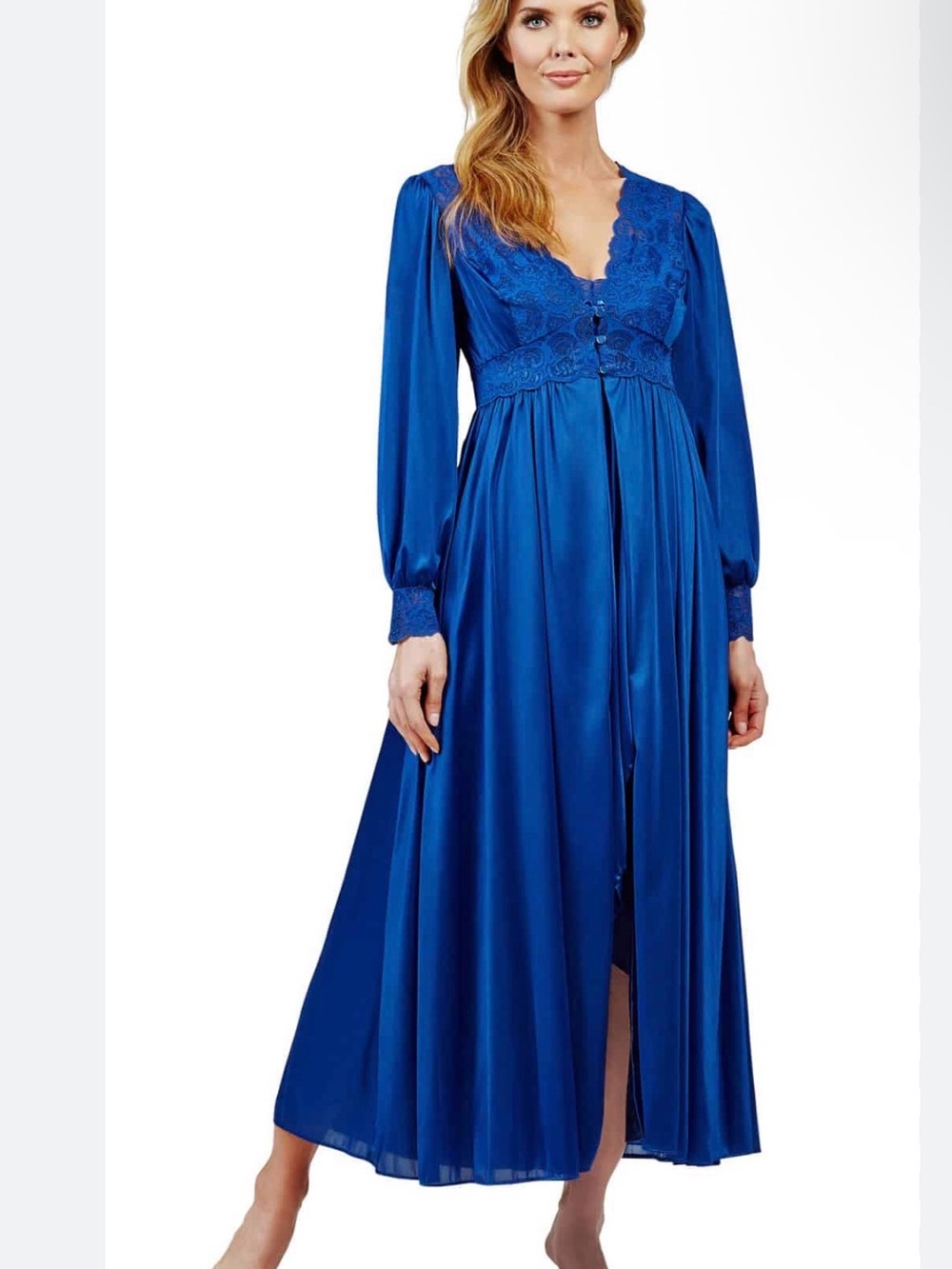 Shadowline Vintage Inspired Nylon Silhouette High Low Peignoir Robe GrannyCore